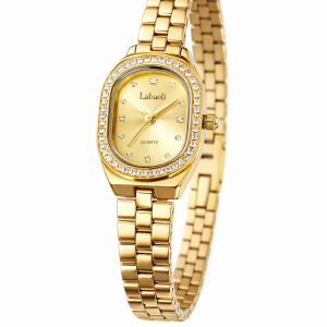 Labaoli stoned gold watch with box