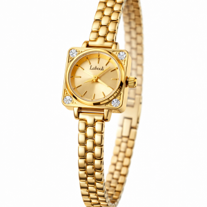 Labaoli square gold watch with box
