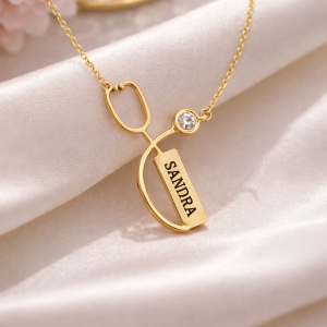 Engraved stethoscope necklace