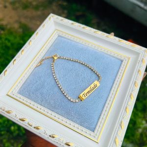 Engraved gold tennis bracelet
