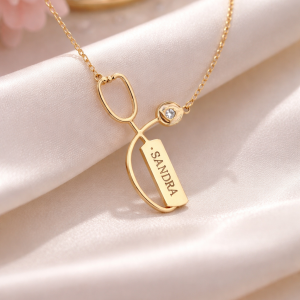 Engraved stethoscope necklace