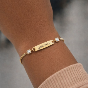 Engraved gold white mini Cuban