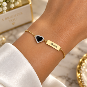 Engraved gold black love bracelet