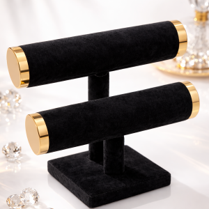 Two step black sued stand