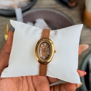 Rebirth brown slim leather watch with box