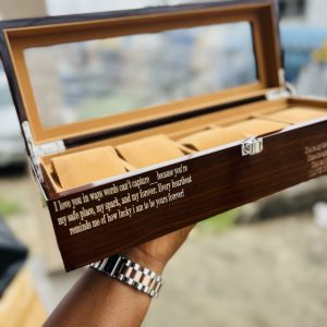 Engraved 6 slots Formica watch box