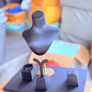 Luxurious black leather mannequin set