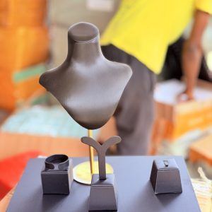 Luxurious black leather mannequin set