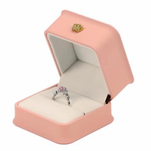 Pink leather ring box