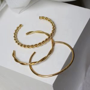 Gold Steel twisted bracelet