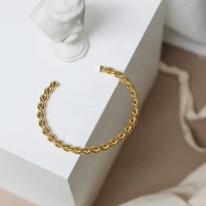 Gold Steel twisted bracelet