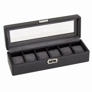 Engraved Luxury leather 6 slot watch box