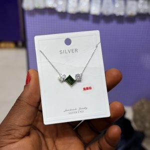Emerald sterling silver necklace