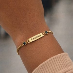 Engraved gold black mini Cuban