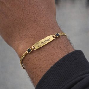 Engraved gold black mini Cuban