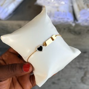 Engraved gold black love bracelet