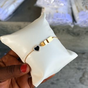 Engraved gold black love bracelet