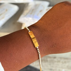 Engraved gold tennis bracelet