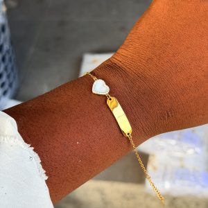 Engraved gold white love bracelet