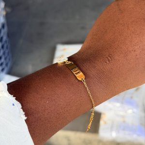 Engraved gold white love bracelet