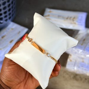 Engraved gold white mini Cuban