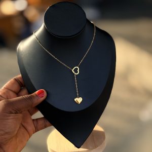 Gold steel drop necklace