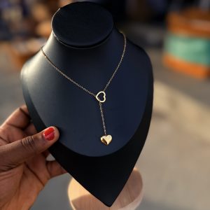 Gold steel drop necklace