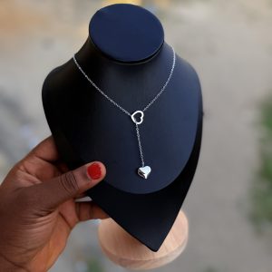 Silver steel drop necklace