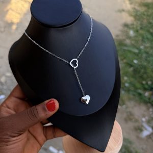 Silver steel drop necklace