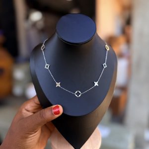 Silver lv steel necklace