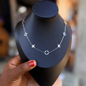 Silver lv steel necklace