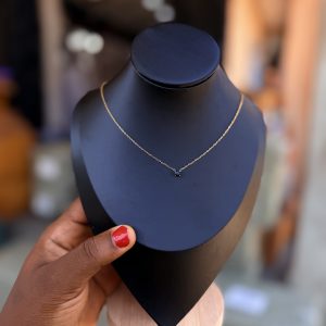 Black stone steel necklace