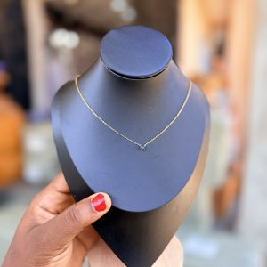 Black stone steel necklace