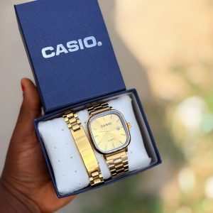 Gold Casio watch with exact box