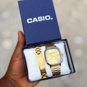Gold Casio watch with exact box