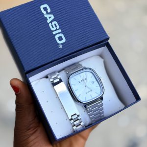 Silver Casio watch with exact box
