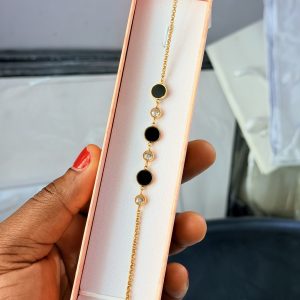 Black circle steel bracelet