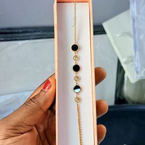 Black circle steel bracelet