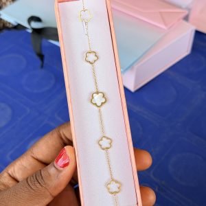 White flower steel bracelet