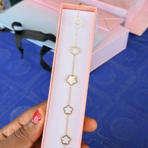 White flower steel bracelet