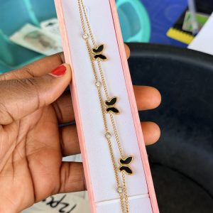 Black butterfly steel bracelet