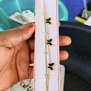 Black butterfly steel bracelet