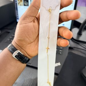 Steel stoned cross bracelet