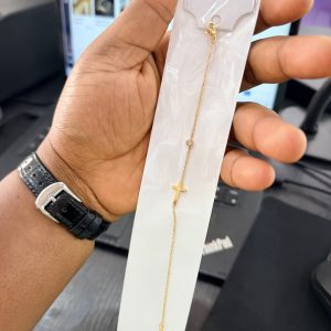 Steel stoned cross bracelet