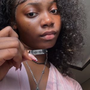 Engraved black eye necklace