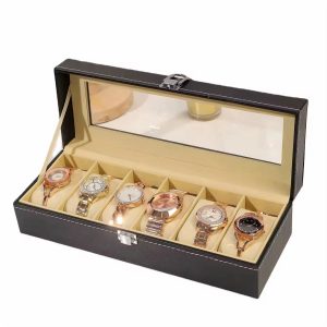 6 slot leather watch organizer