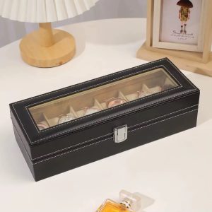 6 slot leather watch organizer