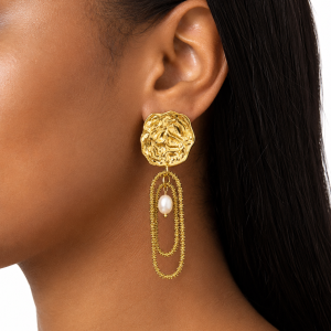 Gold flower earrings
