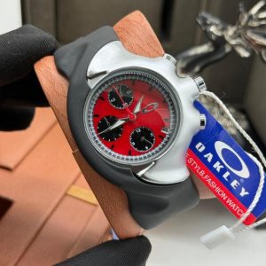 Black Red Oakley rubber strap watch