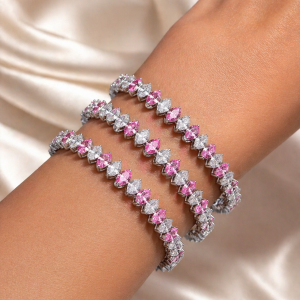 Silver pink zircon bracelet